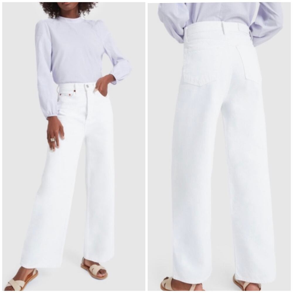 Re/Done Extreme Wide Leg Jeans White